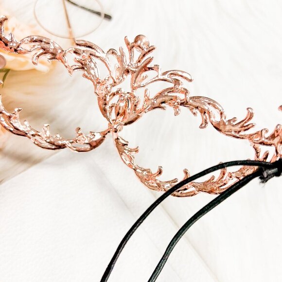 Black Crystal Masquerade Mask, Rose Gold Party Mask, Prom Mask, Renaissance Mask - Picture 5 of 7